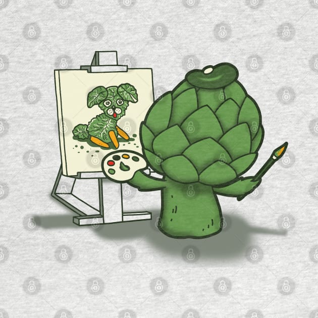 Funny Cute Artistic Artsy Vegan Artichoke Painting Cartoon by BoggsNicolas